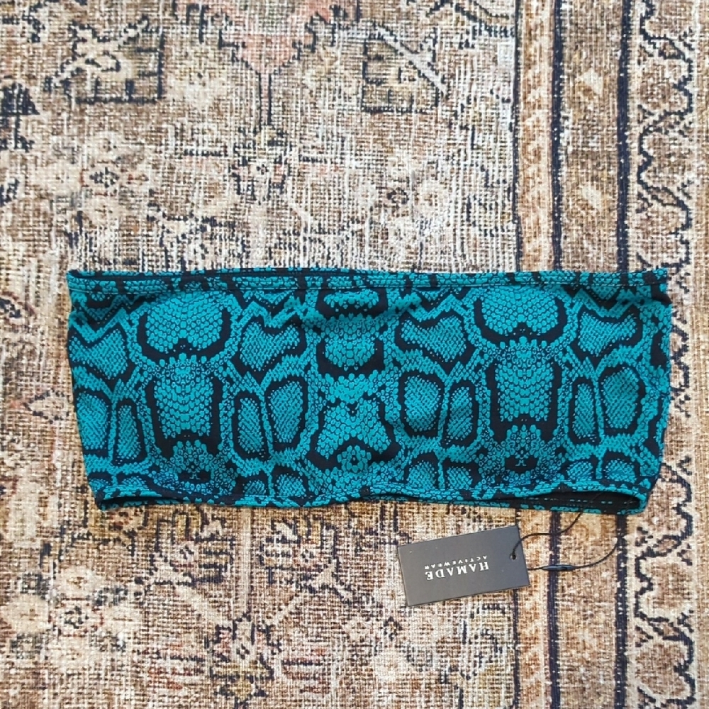 Hamade Snake Print Bandeau Top - Teal and Black
